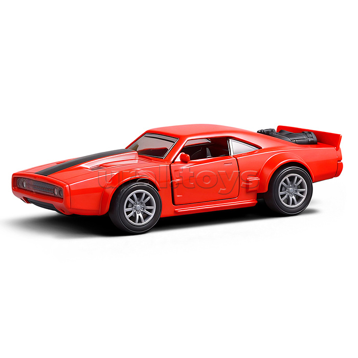 Красная с чёрной полосой инерционная машинка die-cast , 1:32