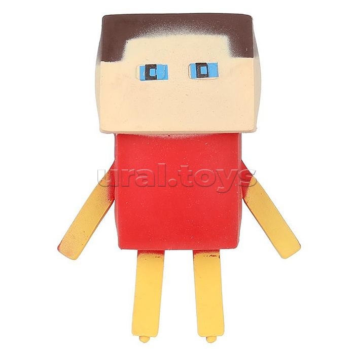 Игрушка антистресс тянучка "Пиксельный персонаж в красном свитере"  блистер, Супер Флекс