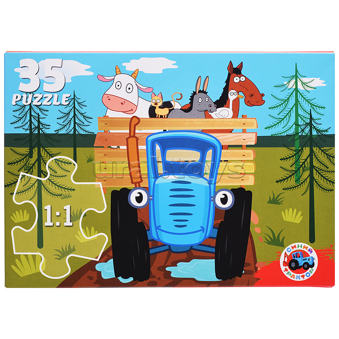 Пазлы 35 "Синий трактор"