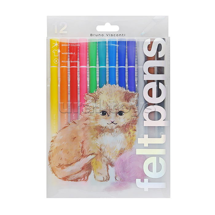 Фломастеры "Милые  друзья. Котенок" 12 цв. в pet-коробке
