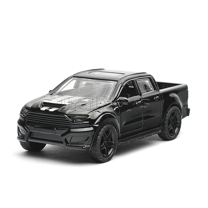 Чёрная инерционная машинка Пикап с принтом die-cast, 1:32, открывающиеся двери