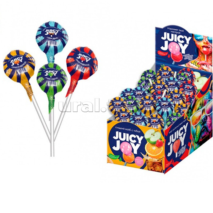 Карамель на палочке с жевательной резинкой, Конфититрейд Juicy Joy, 70шт, 17 г.