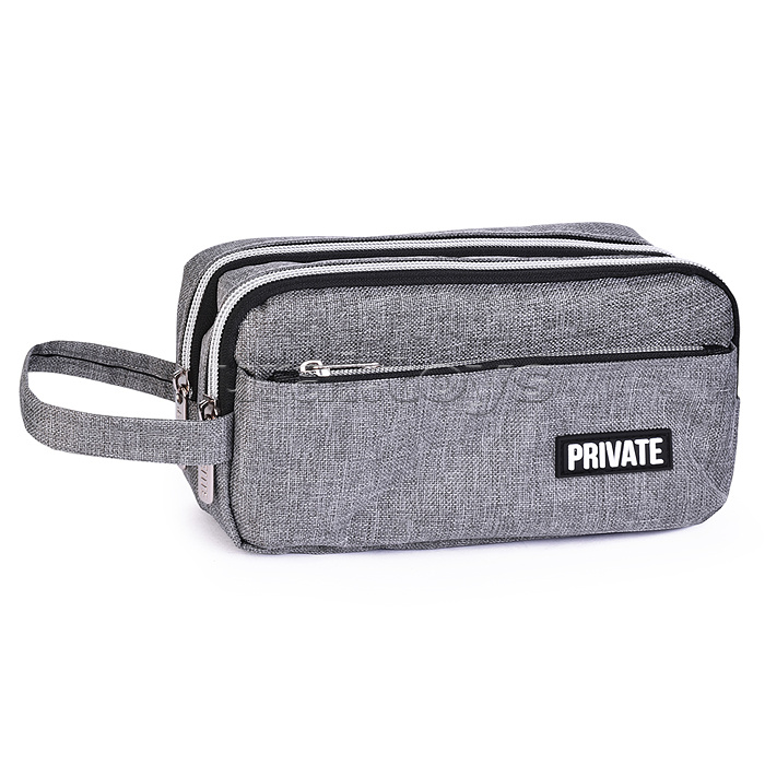 Пенал "Private" 22,5x11x9 см, прямоугольный для 80 предметов, плотный износостойкий полиэстер с водоотталкивающей пропиткой, с 2-мя отделениями на молнии, наружный объемный карман на молнии, с аппликацией из каучука, с ручкой-петлей, серый Пенал "Private" 22,5x11x9 см, прямоугольный для 80 предметов, плотный износостойкий полиэстер с водоотталкивающей пропиткой, с 2-мя отделениями на молнии, наружный объемный карман на молнии, с аппликацией из каучука, с ручкой-петлей, серый