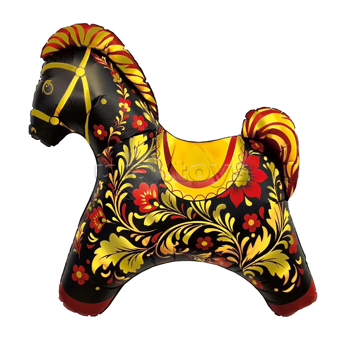 Шар (32''/81 см) Фигура, Лошадка Золотая роспись, 1 шт. в уп.