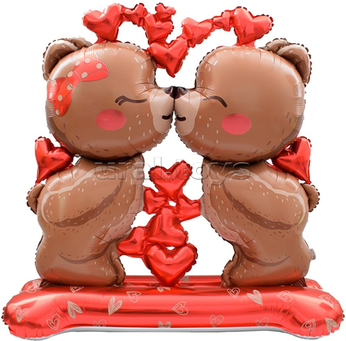 Шар 3D (59''/150 см) Фигура на подставке, Влюбленные мишки, 1 шт. в уп.