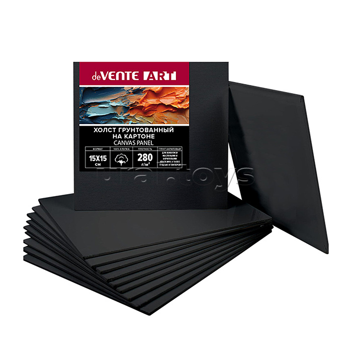 Холст на картоне 15x15 см грунтованный "ART" 100% хлопок 280 г/м², мелкое зерно, цвет черный