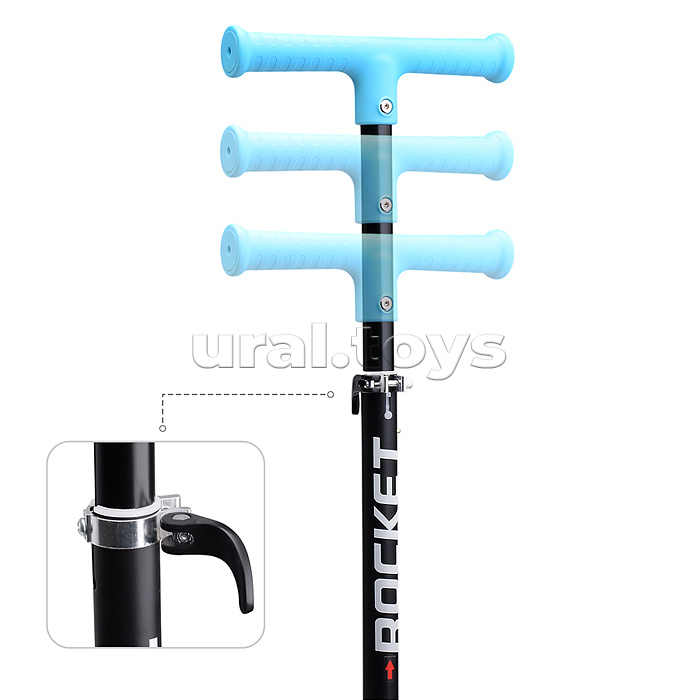 Самокат трёхколёсный ROCKET колёса PU, цвет бирюзовый