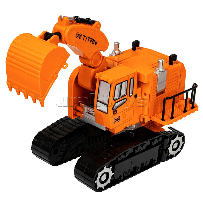 Трансформер 2в1 "Робот-строительная техника" Экскаватор гусеничный, метал. детали