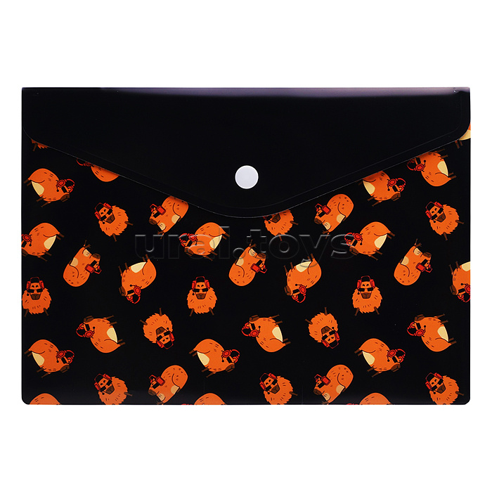 Папка для школьных тетрадей пластиковая "Крутая капибара" полипропилен, формат А5, 24x17 см