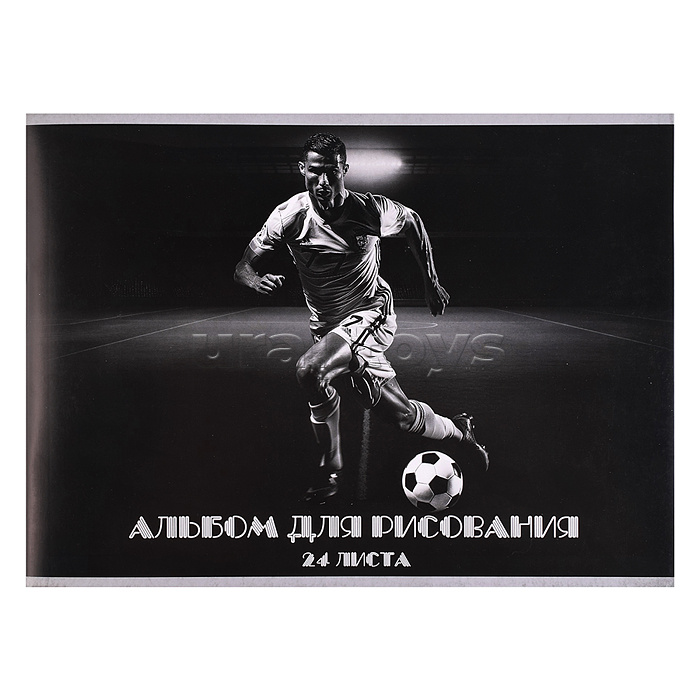 Альбом для рисования 24л. скрепка "Футбол" обложка мелованный картон 190г