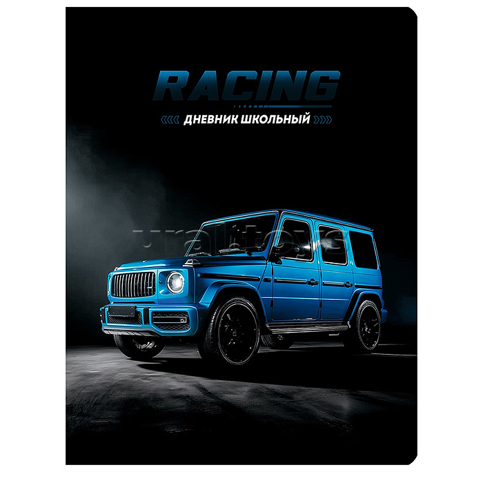 Дневник 1-11 кл. "Синий джип" 48л. скрепка, мат. лам, лен, кругл. углы, цветной форзац