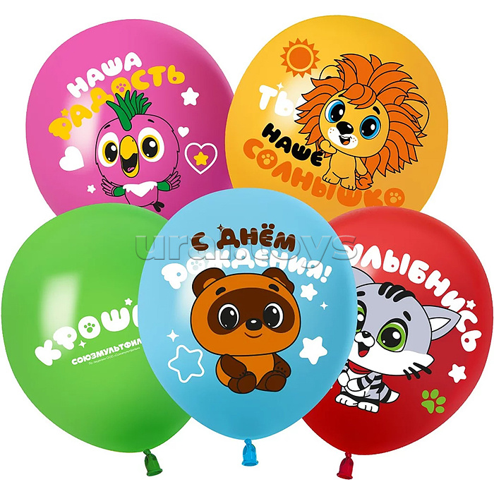 Шар (12''/30 см) Крошки, С Днем Рождения!, Ассорти, пастель, 2 ст, 25 шт.