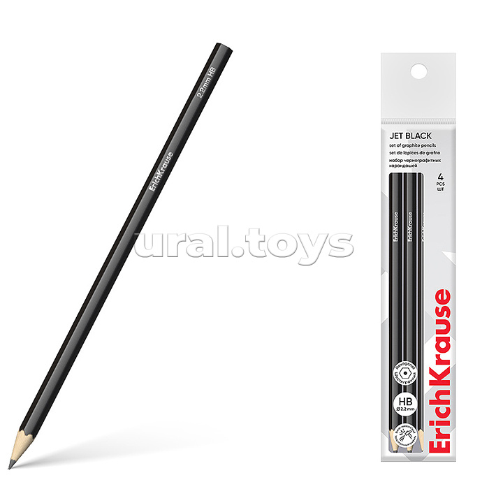 Набор из 4 чернографитных карандашей Jet Black, шестигранных, HB (в пакете) Набор из 4 чернографитных карандашей Jet Black, шестигранных, HB (в пакете)