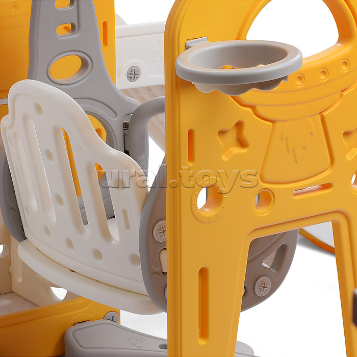 Комплект детский "Космический стиль" (горка и качель) цвет желтый.