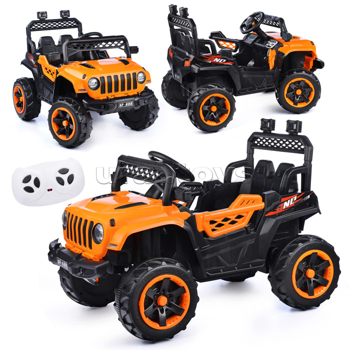 Электромобиль "Кросс" на аккумуляторе, с р/у управлением, в коробке (оранжевый)