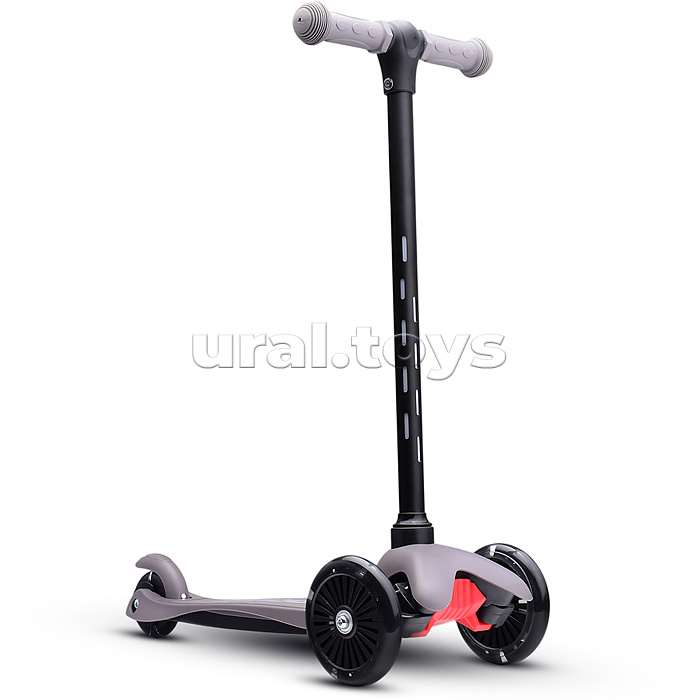 Самокат 3-х колесный ROCKET,колеса PU со светом, светящаяся стойка, ABEC 7, серый