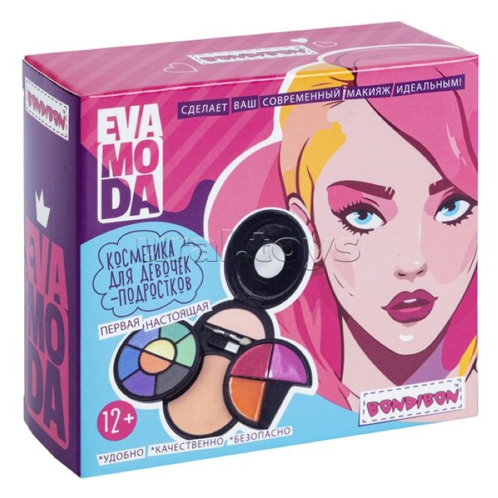 Набор детской декор. косметики Eva Moda, BOX 11,7х10,5х4,2 см; тени для век-8 шт.(7,84г), блеск для губ-3шт.(4,8г), румяна-1шт.(4г), пудра-1шт.(7,2г), аппликатор-2шт., зеркало-1шт., Набор детской декор. косметики Eva Moda, BOX 11,7х10,5х4,2 см; тени для век-8 шт.(7,84г), блеск для губ-3шт.(4,8г), румяна-1шт.(4г), пудра-1шт.(7,2г), аппликатор-2шт., зеркало-1шт.,