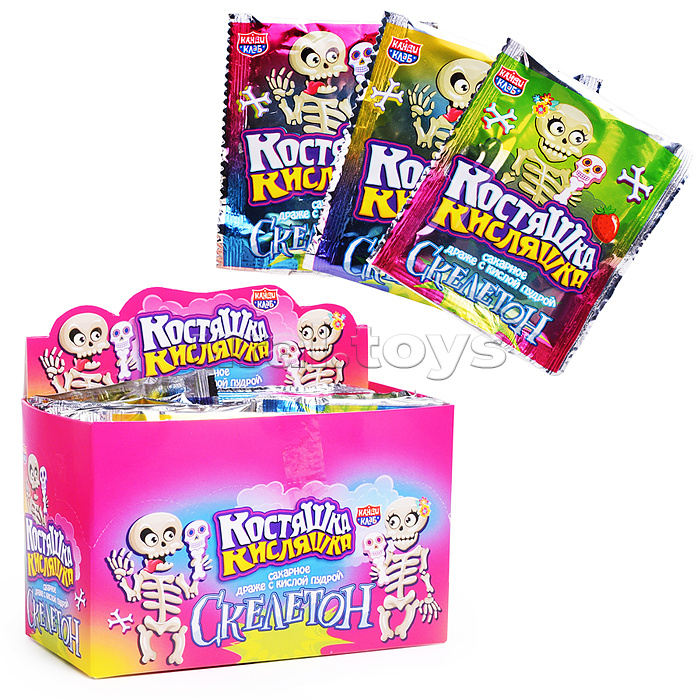 Сахарное драже с кислой пудрой "Костяшка кисляшка Скелетон" 6гр*30шт