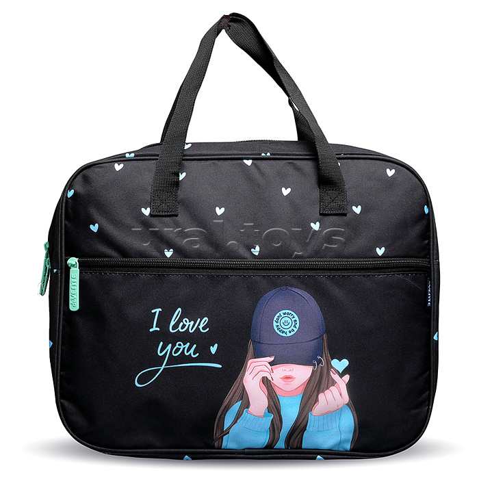 Папка для тетрадей, ИЗО и технологии "K-Pop Heartbeat" A4 (36x28x8 см), плотный износостойкий полиэстер с водоотталкивающей пропиткой, отделение на молнии с внутренним карманом, внешний карман на молнии, с текстильным расширением 8 см, с текстильными ручк