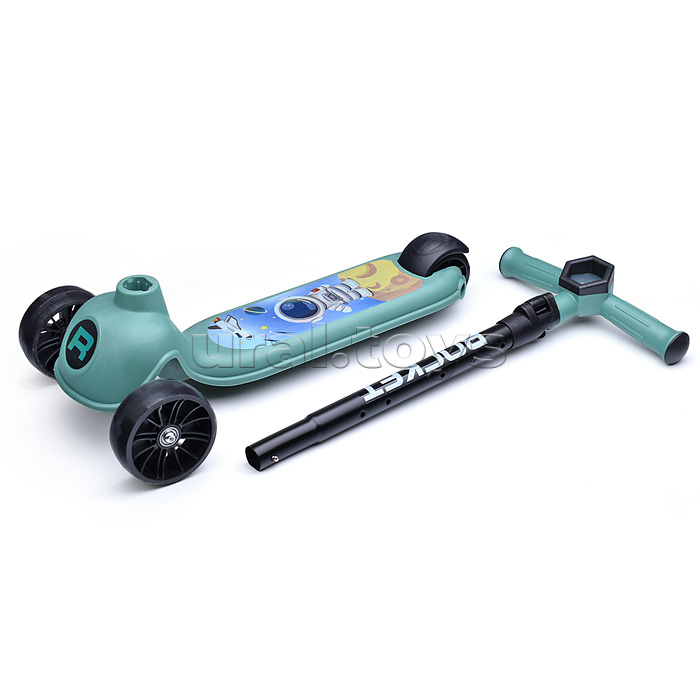 Самокат 3-х колесный ROCKET, зеленый