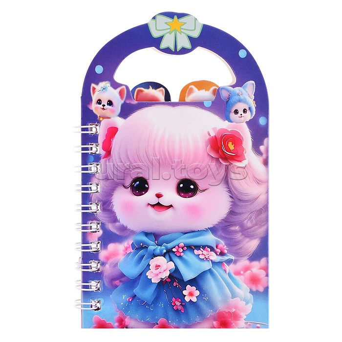 Блокнот на евроспирали "Котики" 13.5x8 см, 50 л., влинованный внутренний блок, плотность бумаги 70г/м2, 4 дизайна в ассортименте, ОПП-упаковка