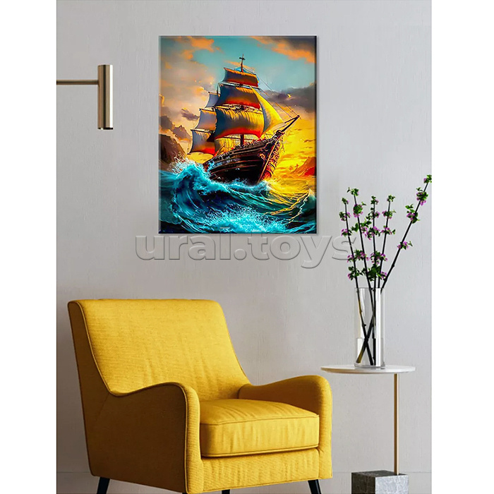 Картина по номерам 40х50 "В шторм" с поталью (24 цвета)