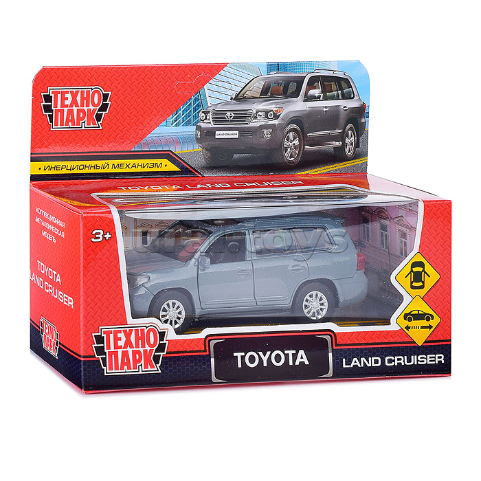 Машина металл Toyota Land Cruiser 12,5 см, (двери, серый) инерц, в коробке