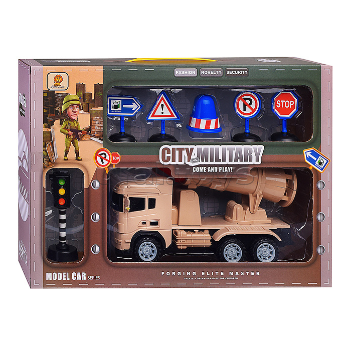 Набор с дорожными знаками "Военный транспорт" , в коробке