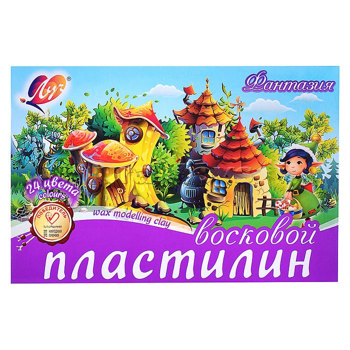 Пластилин мягкий (восковой)  24 цв."Фантазия" картон