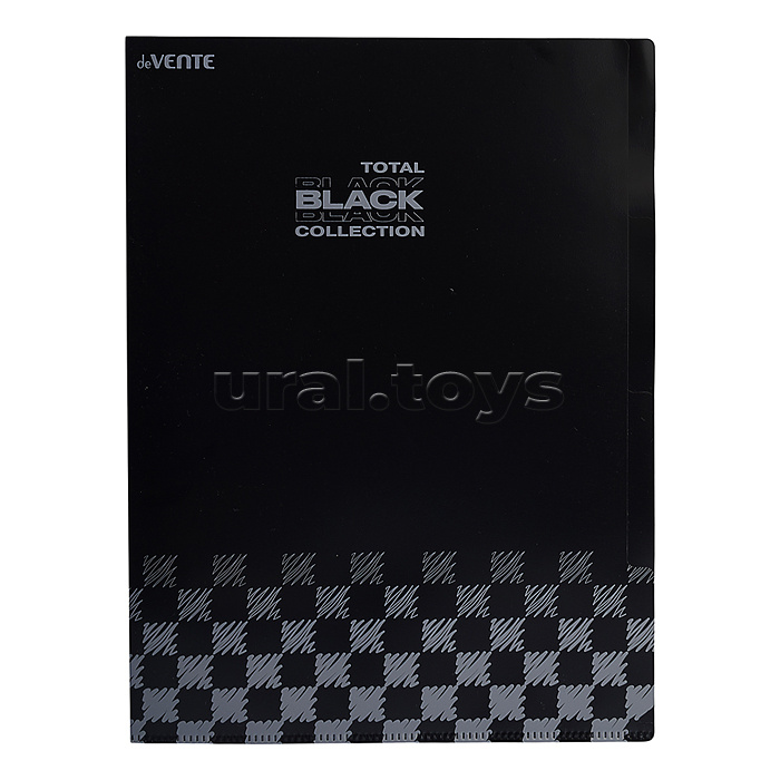 Папка-уголок c 3-мя отделениями "TOTAL BLACK" A4 (230x310 мм) 180 мкм, непрозрачная черная с дизайном, индивидуальная маркировка