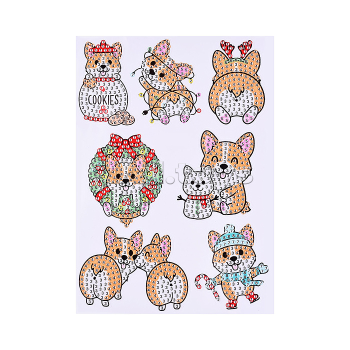 Мозаика алмазная "Новогодний корги" в коробке