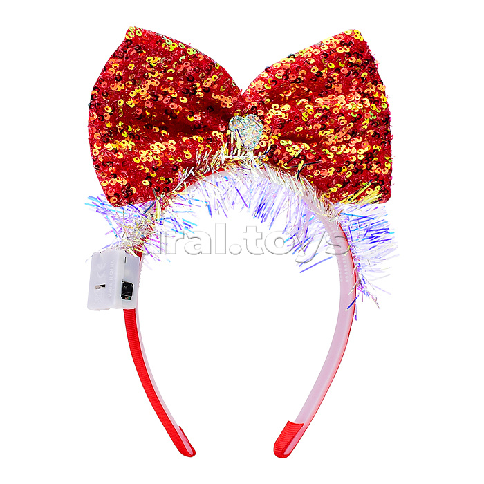 Ободок карнавальный "Бант" светящийся, в пакете