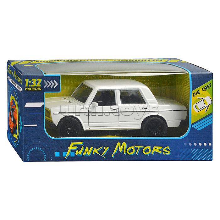 Белая инерционная машинка, квадратные фары, die-cast, 1:32, открывающиеся двери