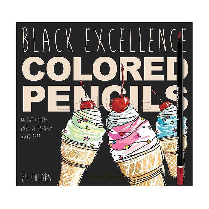 Карандаши цветные пластиковые "Black Excellence" с точилкой, 24 цвета, 4 вида Карандаши цветные пластиковые "Black Excellence" с точилкой, 24 цвета, 4 вида