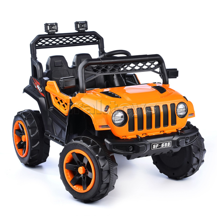 Электромобиль "Кросс" на аккумуляторе, с р/у управлением, в коробке (оранжевый)