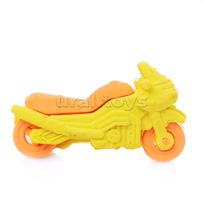 Ластик из синтет. каучука "Мотоцикл" в индивидуальной упаковке-европодвесе