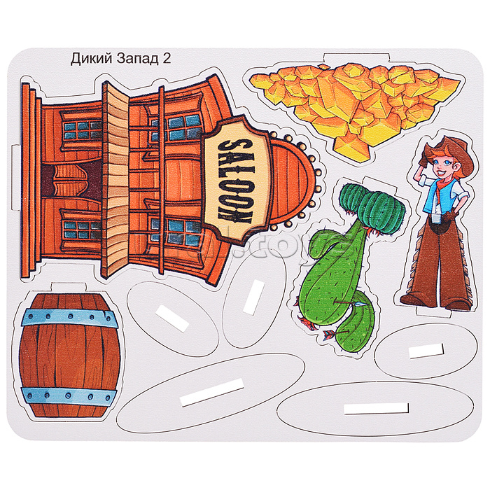 Игровой набор "Дикий запад" (дерево) крафтовая коробка