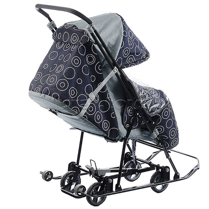 Санки-коляска Снежинка универсал-1 (круги на черном) Санки-коляска Снежинка универсал-1 (круги на черном)