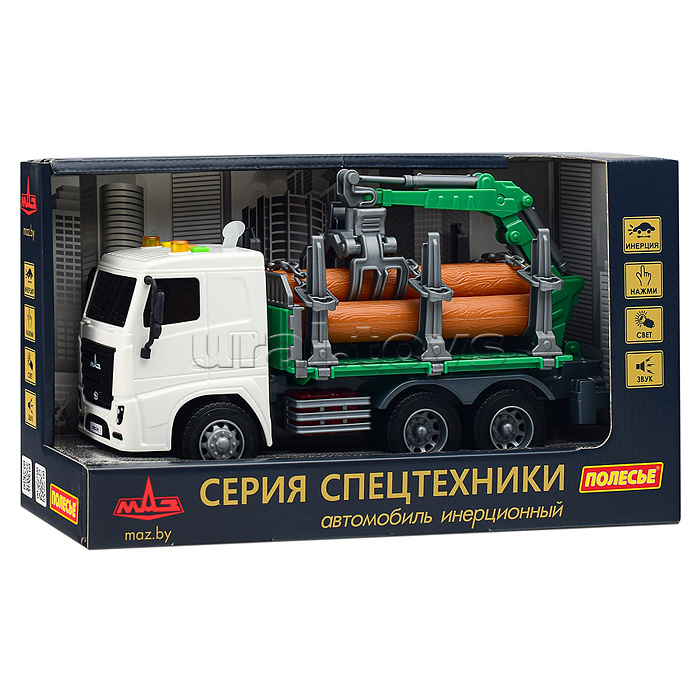 Автомобиль-лесовоз "МАЗ" инерционный (со светом и звуком) (в коробке)
