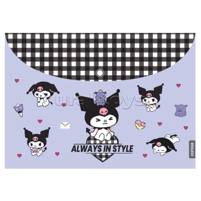 Папка-конверт на кнопке А4, пластик, "Куроми" 160 мкм