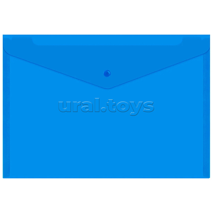 Папка-конверт с кнопкой прозрачная А4 до 100 л, синяя, 0,15 мм "Universal"