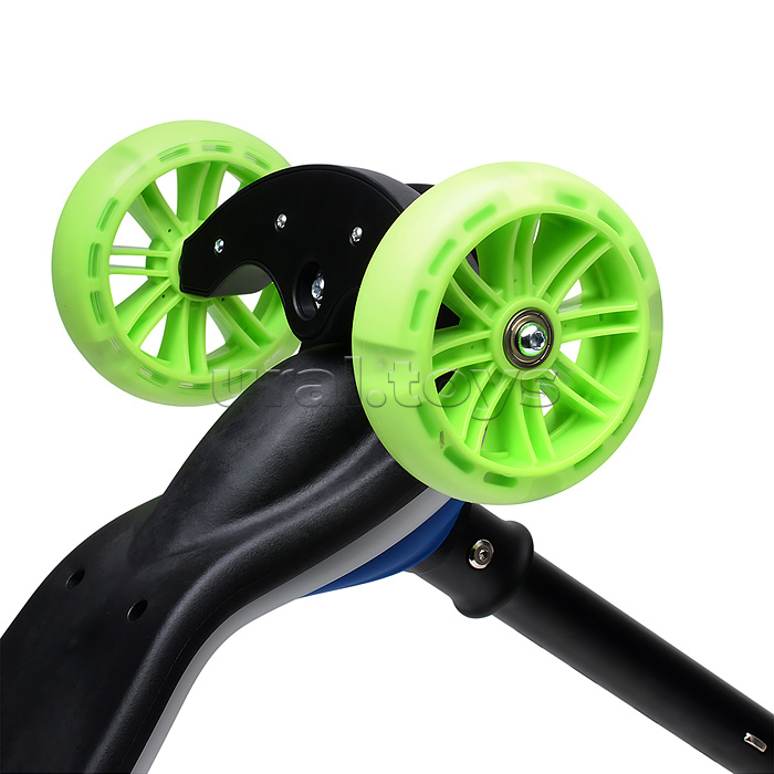 Самокат трёхколёсный ROCKET светящиеся колеса PU, дека, рулевая стойка, цвет зелено-синий