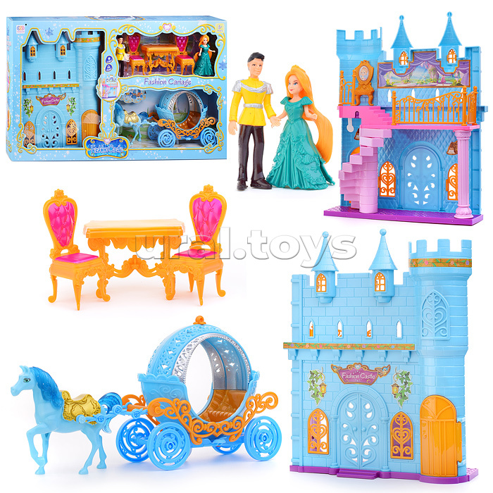 Карета "Мечта принцессы" с лошадкой, замком и фигурками, в коробке