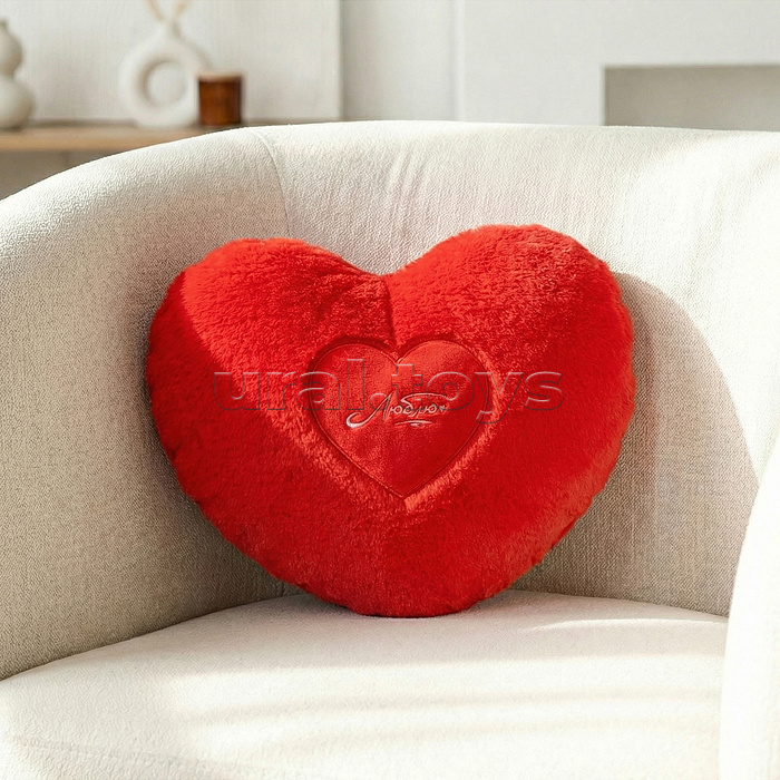 Подушка Сердце алая (с сердцем) 30х23 см