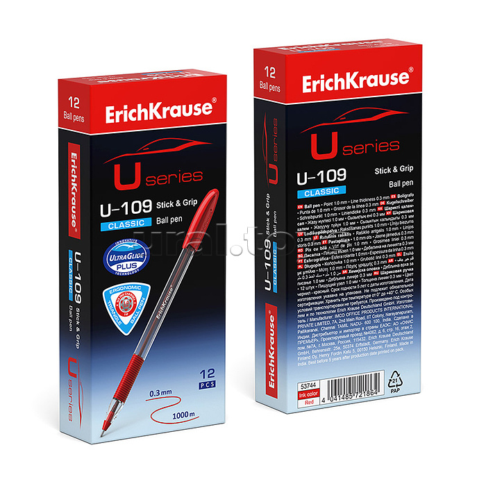 Ручка шариковая U-109 Stick&Grip Classic 1.0, Ultra Glide Technology, цвет чернил красный Ручка шариковая U-109 Stick&Grip Classic 1.0, Ultra Glide Technology, цвет чернил красный