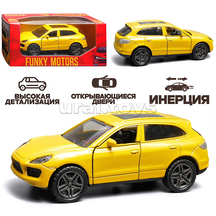 Жёлтая инерционная машинка вид E die-cast , 1:32