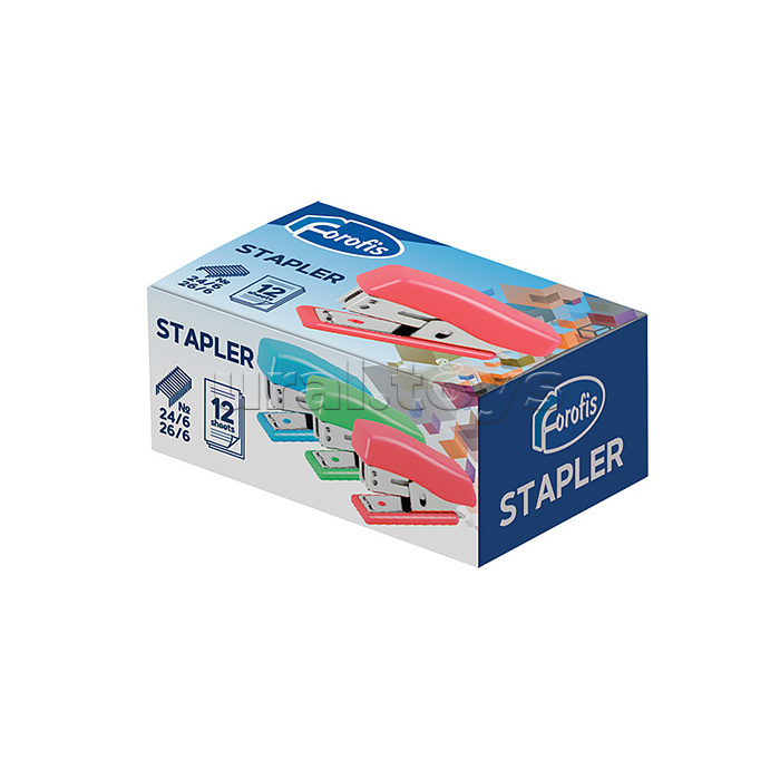 Степлер пластиковый на 12лист. MINI с метал.механизмом (красный)