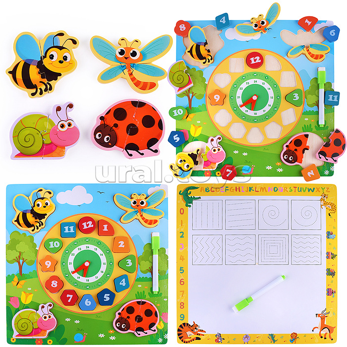 Пазл-вкладыш "Изучаем время. Лесная полянка"