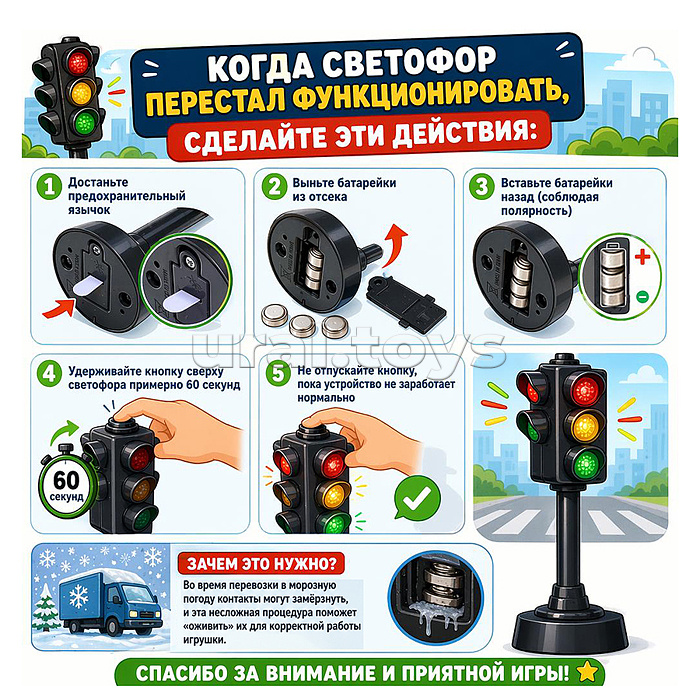 Игрушка "Светофор" со светом и звуком, в пакете