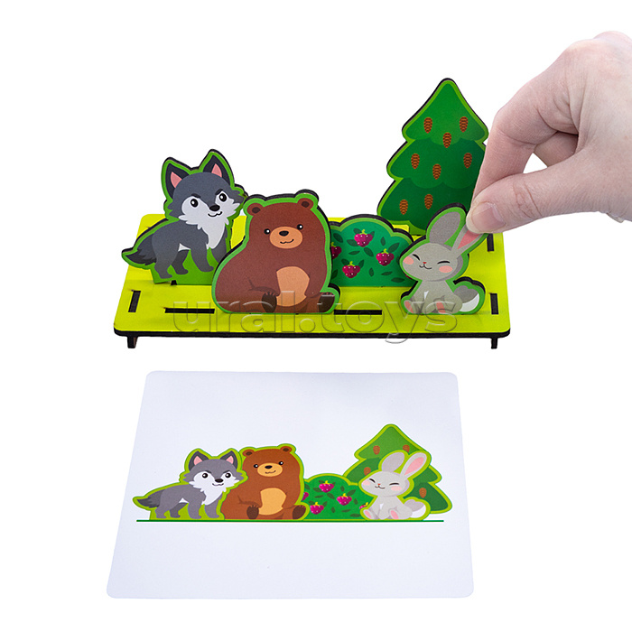 Игра развивающая из дерева 3D "Что за чем? Кто живет в лесу" Игра развивающая из дерева 3D "Что за чем? Кто живет в лесу"